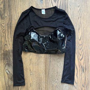 iHeartRaves Mesh Pleather Crop Top size XL